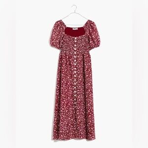 Madewell Lucie Smocked Button-Front Midi Dress in Batik Vine Size M